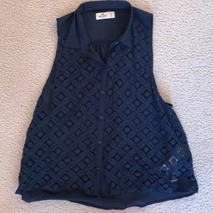 navy blue button up blouse